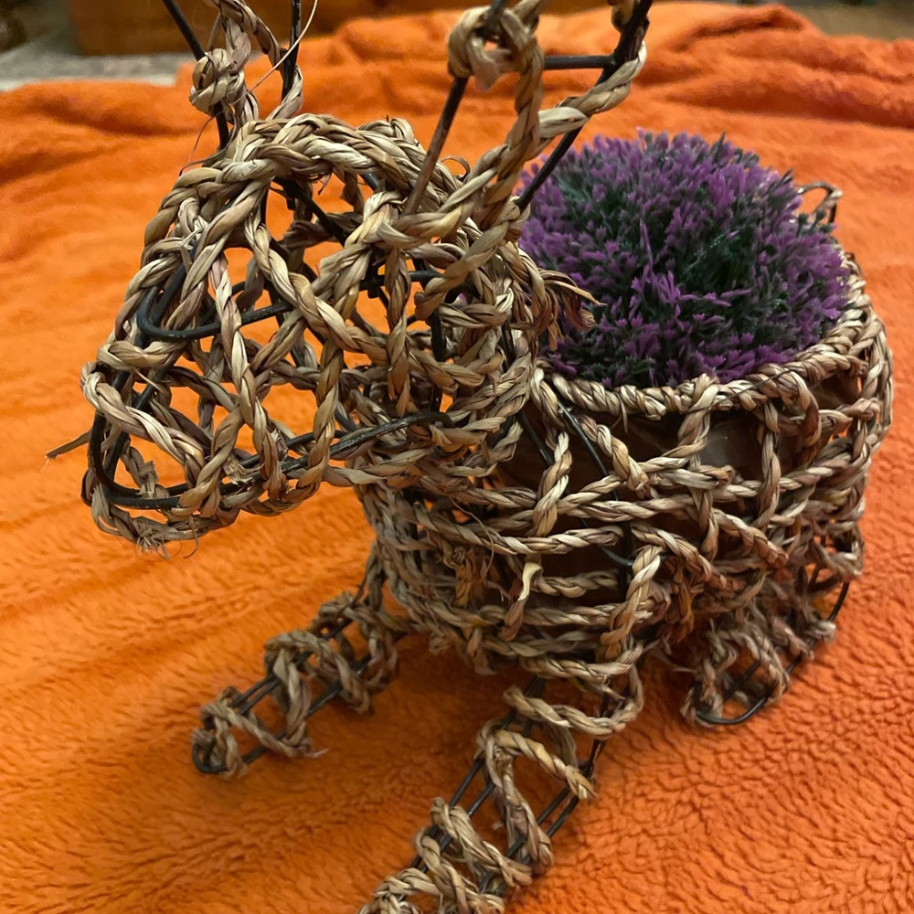 WICKER BUNNY PLANTER! Perfect decor for Easter!